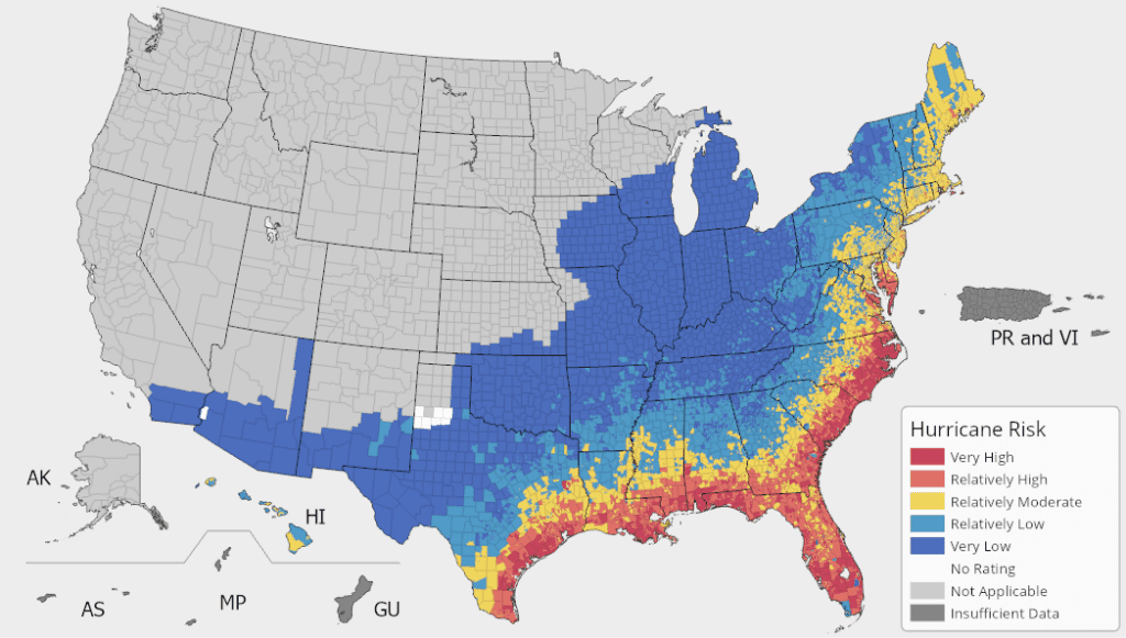 FEMA Hurricane Risk Map - USA